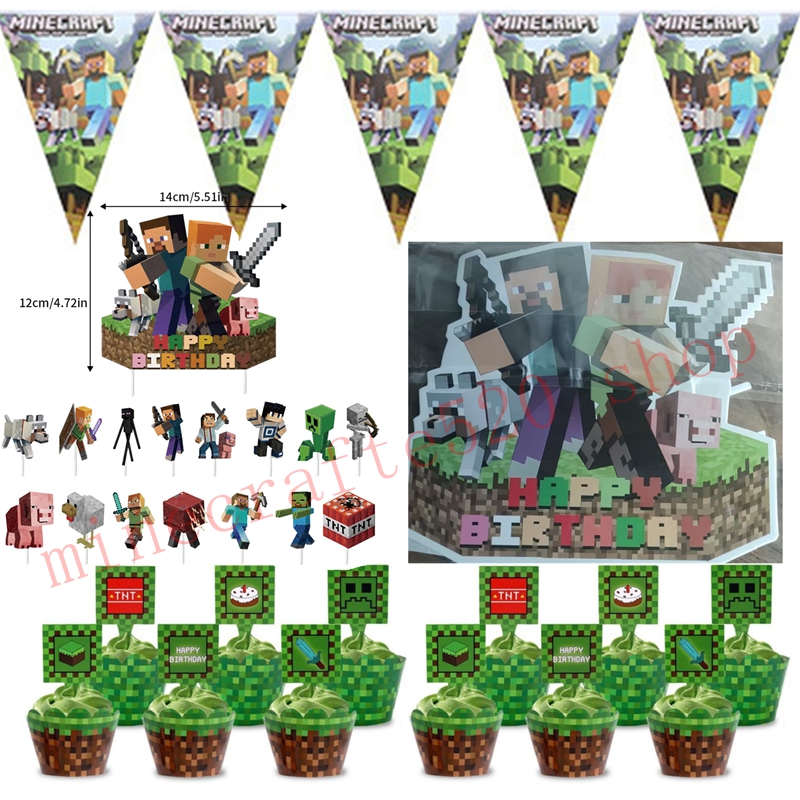Hot Minecrafte Party Decoratio - Party Games Minecraft 评论和价格