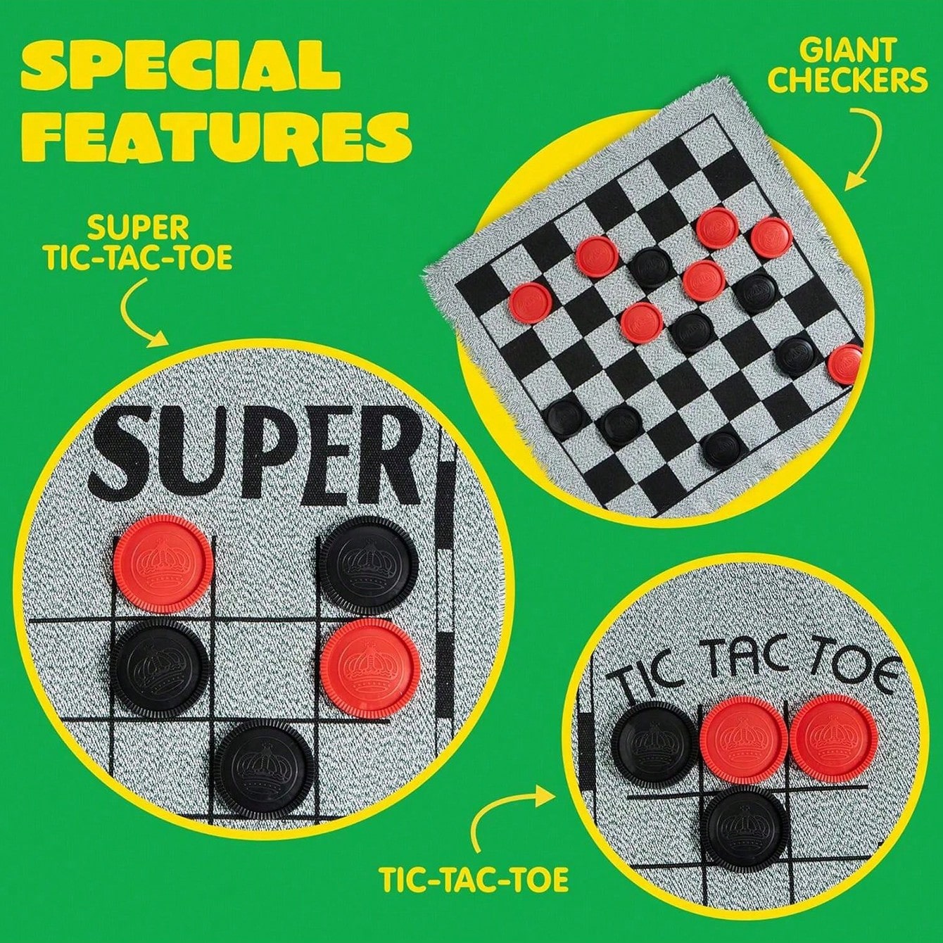 3-in-1 Vintage Game Set - Gian - Tic Tac Toe Giant 评论和价格