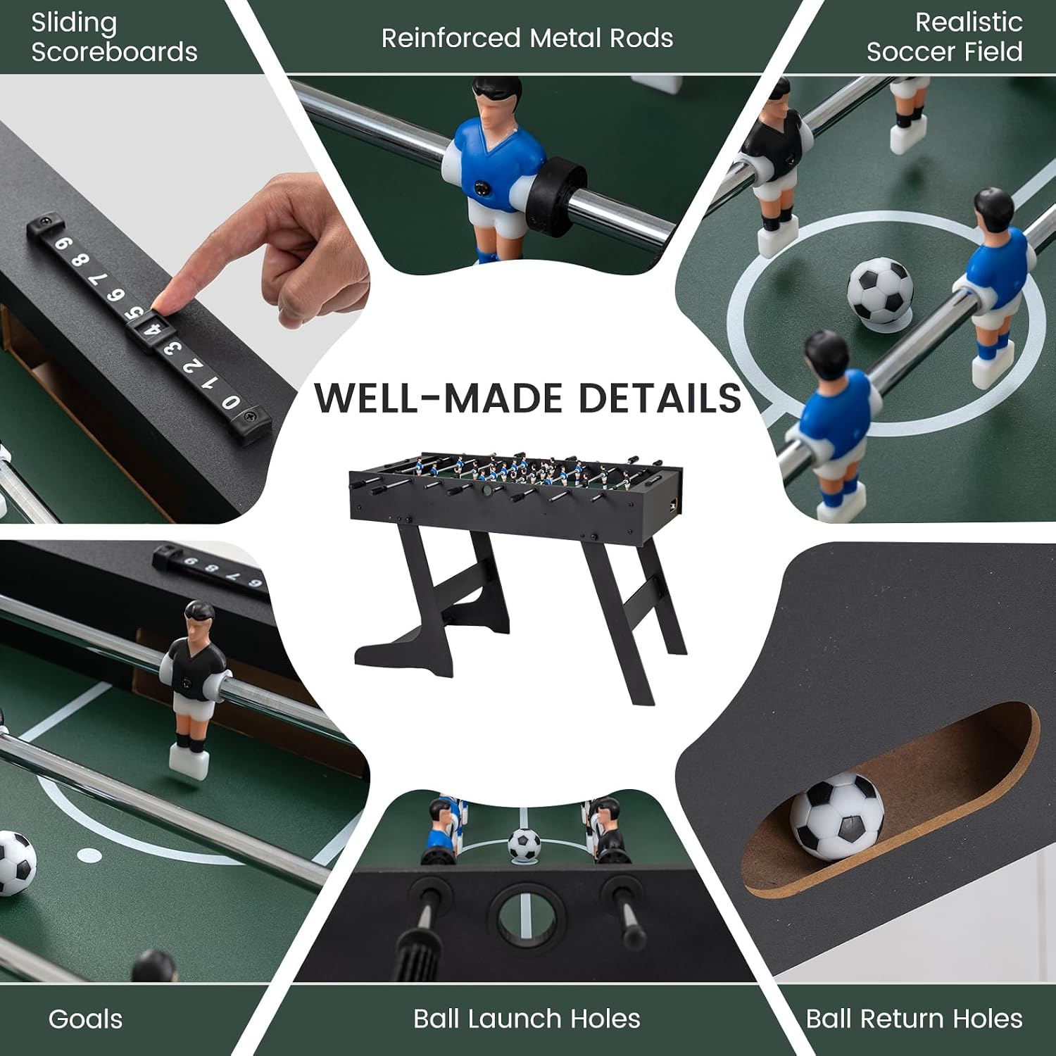 Folding Foosball Table Full Si - Party Games Adults Indoor 评论和价格