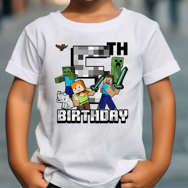 Cartoon Cute Minecrafted T-shi - Party Games Minecraft 评论和价格
